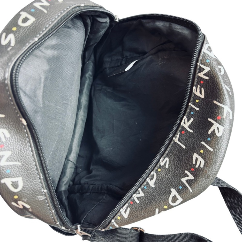 Friends TV Show Small Backpack Black Faux Leather Colorful Logo Print - Picture 5 of 6